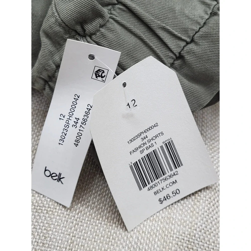 Wonderly Womens Olive Green Tencel Cotton Paperbag Waist Shorts Size 12R NEW